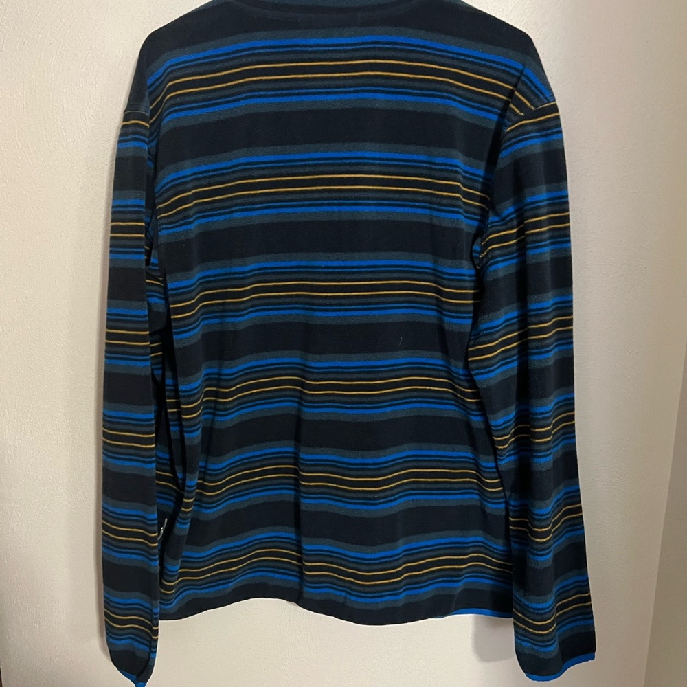 DULUTH TRADING CO Lightweight Fleece Striped 1/4 Zip Sweatshirt Blue‎ Men's Sz L - Picture 4 of 4
